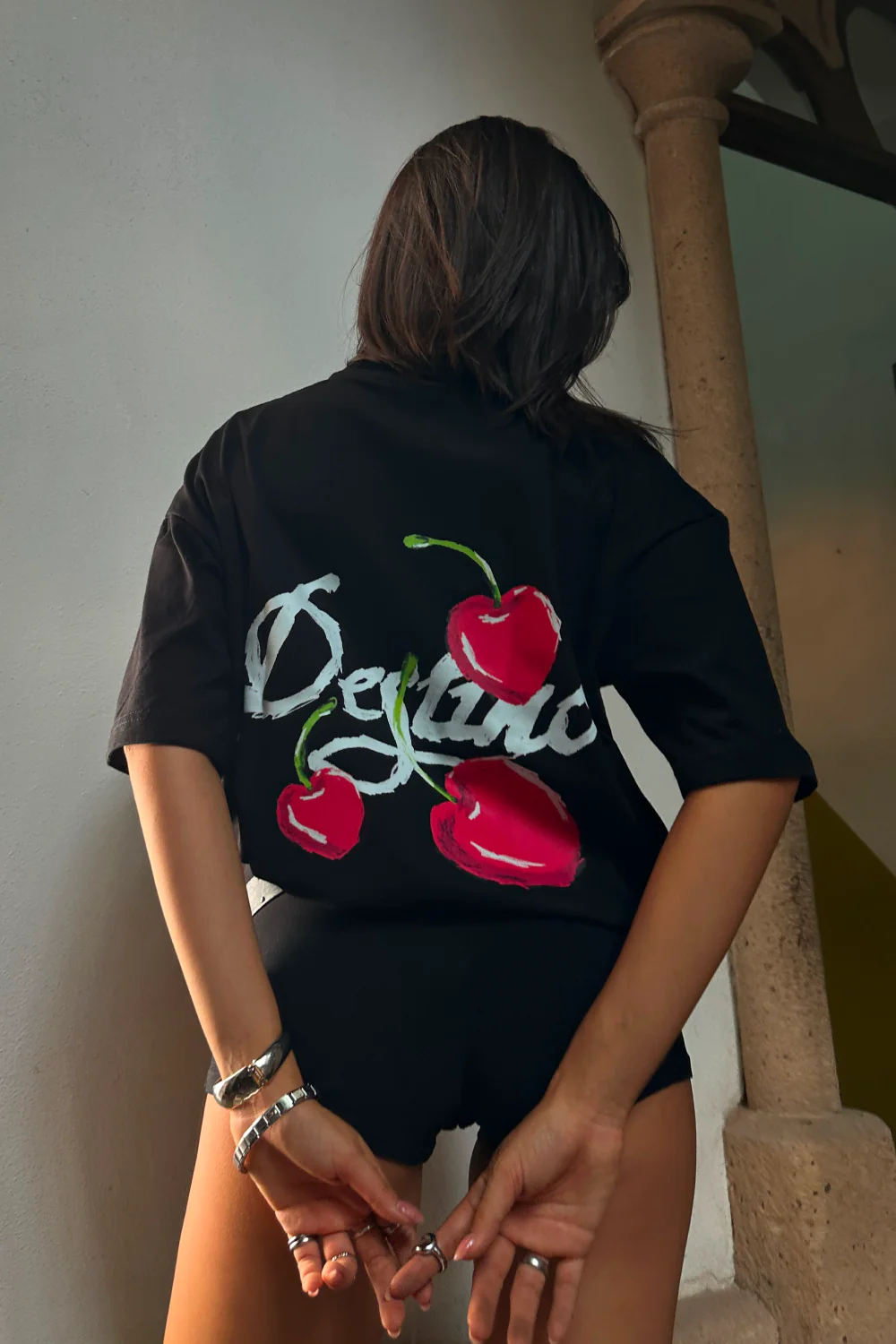 Crayon Cherry Tee Black - Image 2