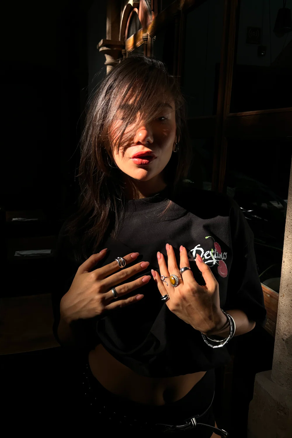 Crayon Cherry Tee Black - Image 4
