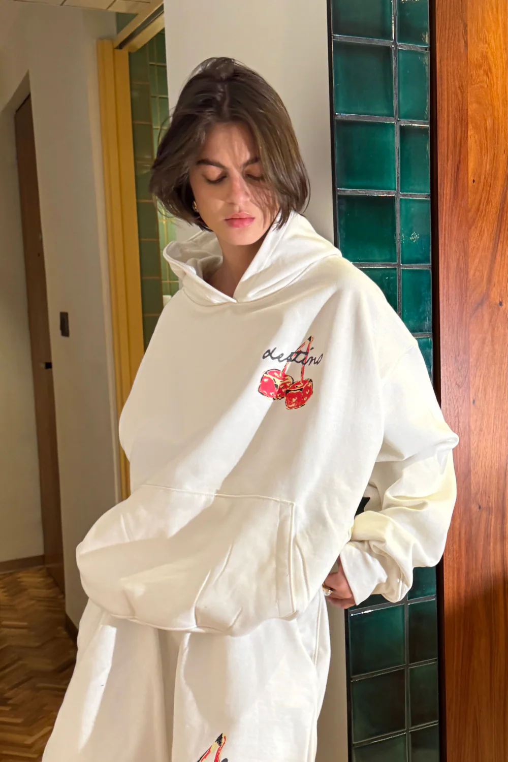 Dice Cherry Hoodie Ivory - Image 4