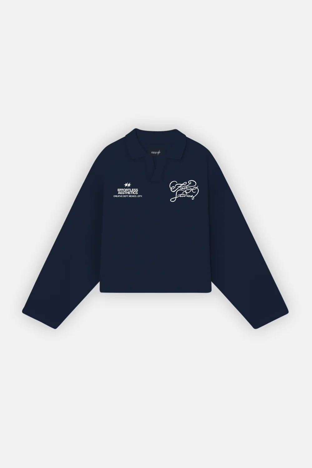 Fate Chalk Effortless Aesthetics Longsleeve Polo Navy Blue - Image 3
