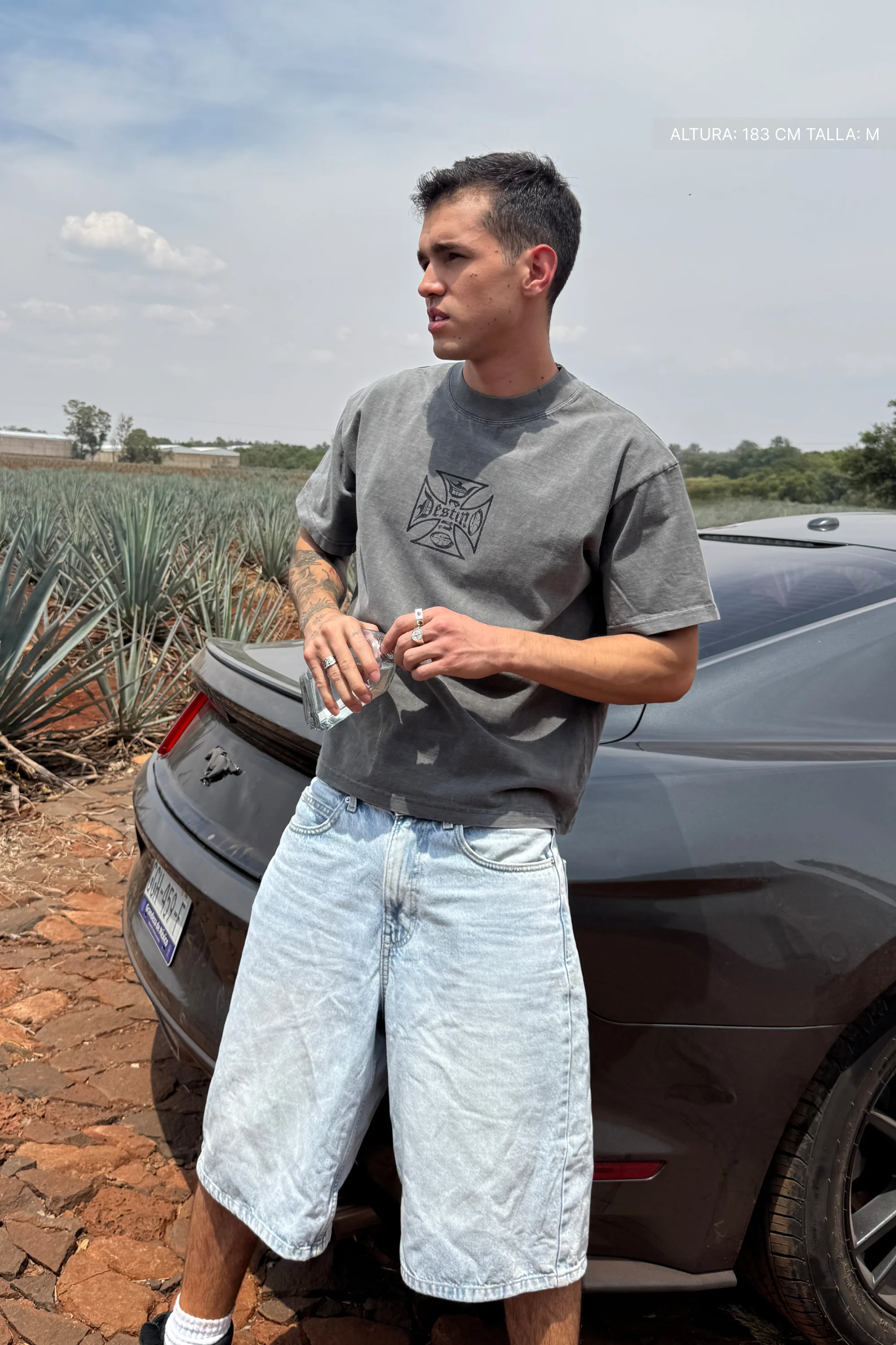 Destino Cross Tee Washed Grey - Image 2