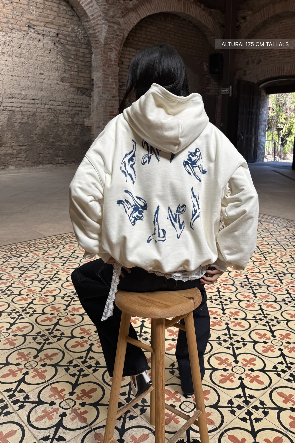 Fate Goth Hoodie Ivory - Image 2