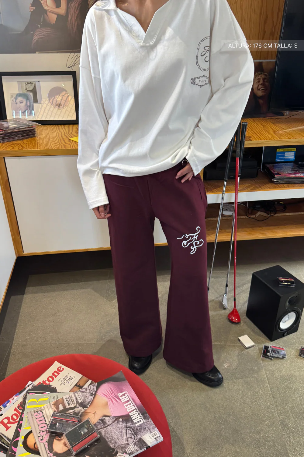 Fate Studios Script Wide Pants Burgundy - Image 2