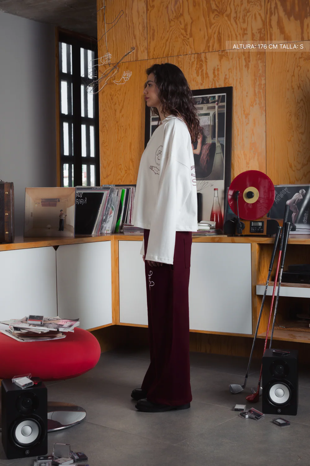 Fate Studios Script Wide Pants Burgundy - Image 5