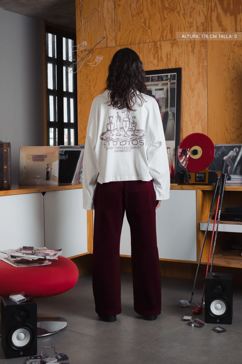 Fate Studios Script Wide Pants Burgundy - Image 6