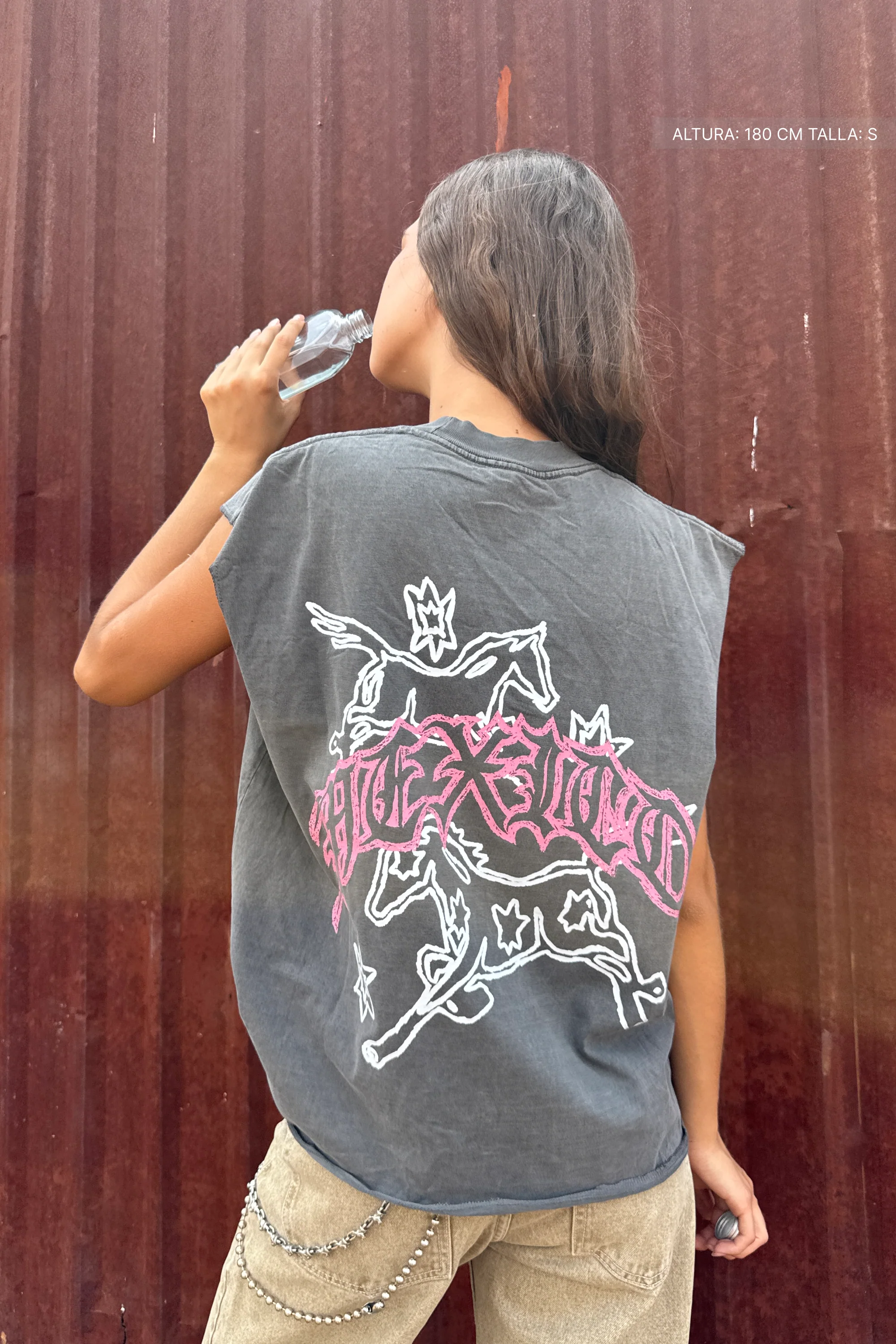 Fate Two Horse Sparks Tank Top Washed Grey - Image 5