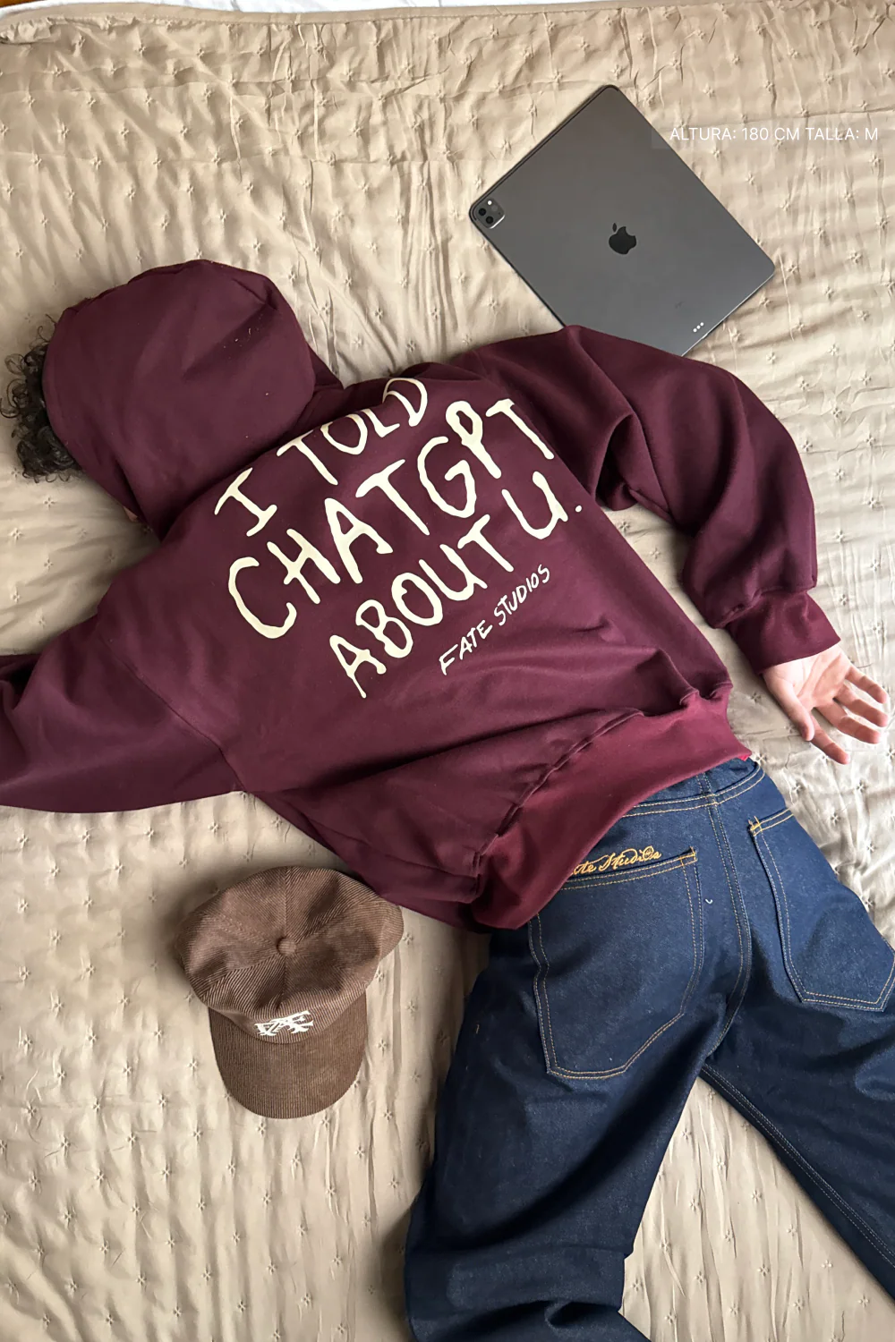 I Told Chat Hoodie Burgundy - Image 8