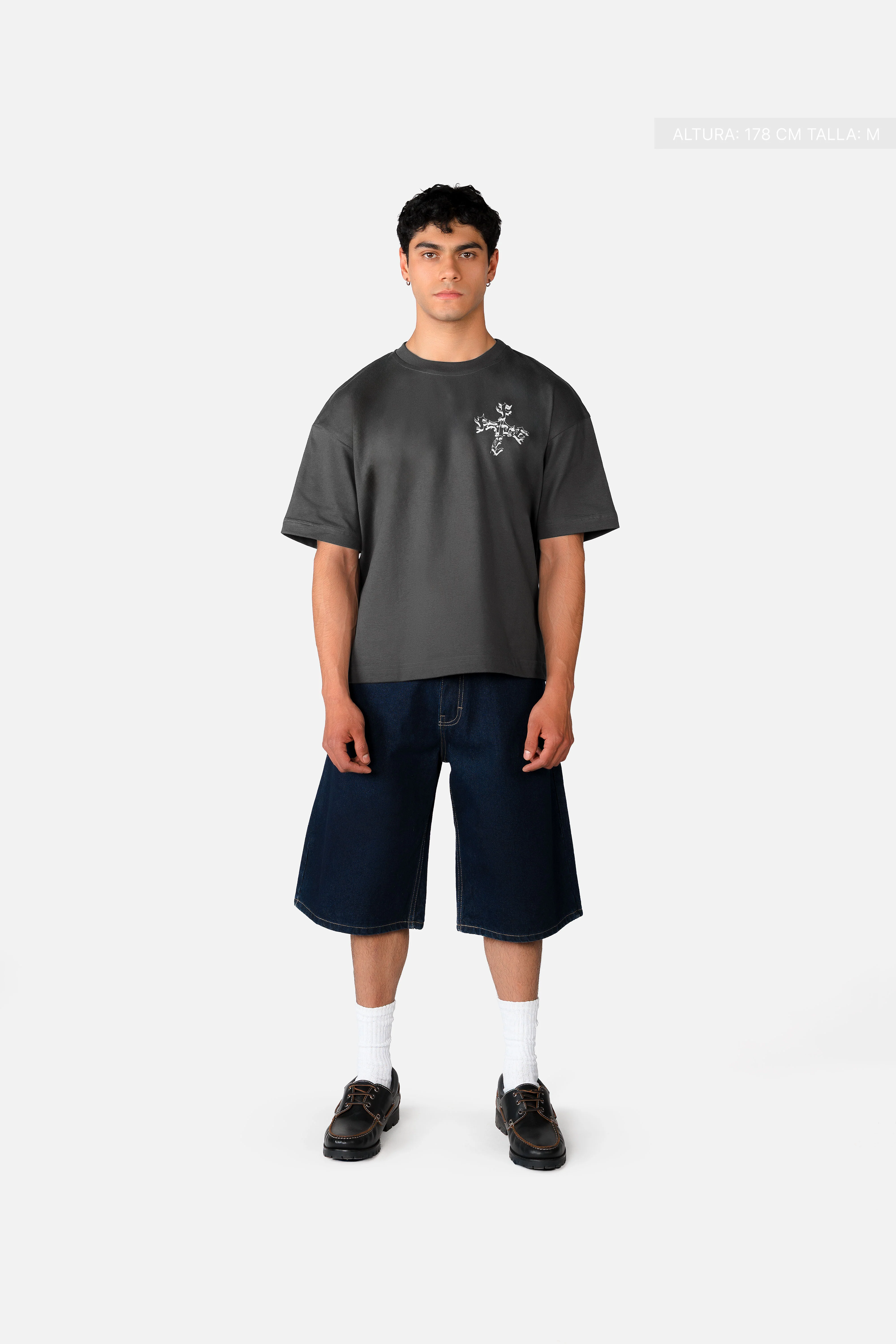 Letter Cross Tee Oxford Grey - Image 5