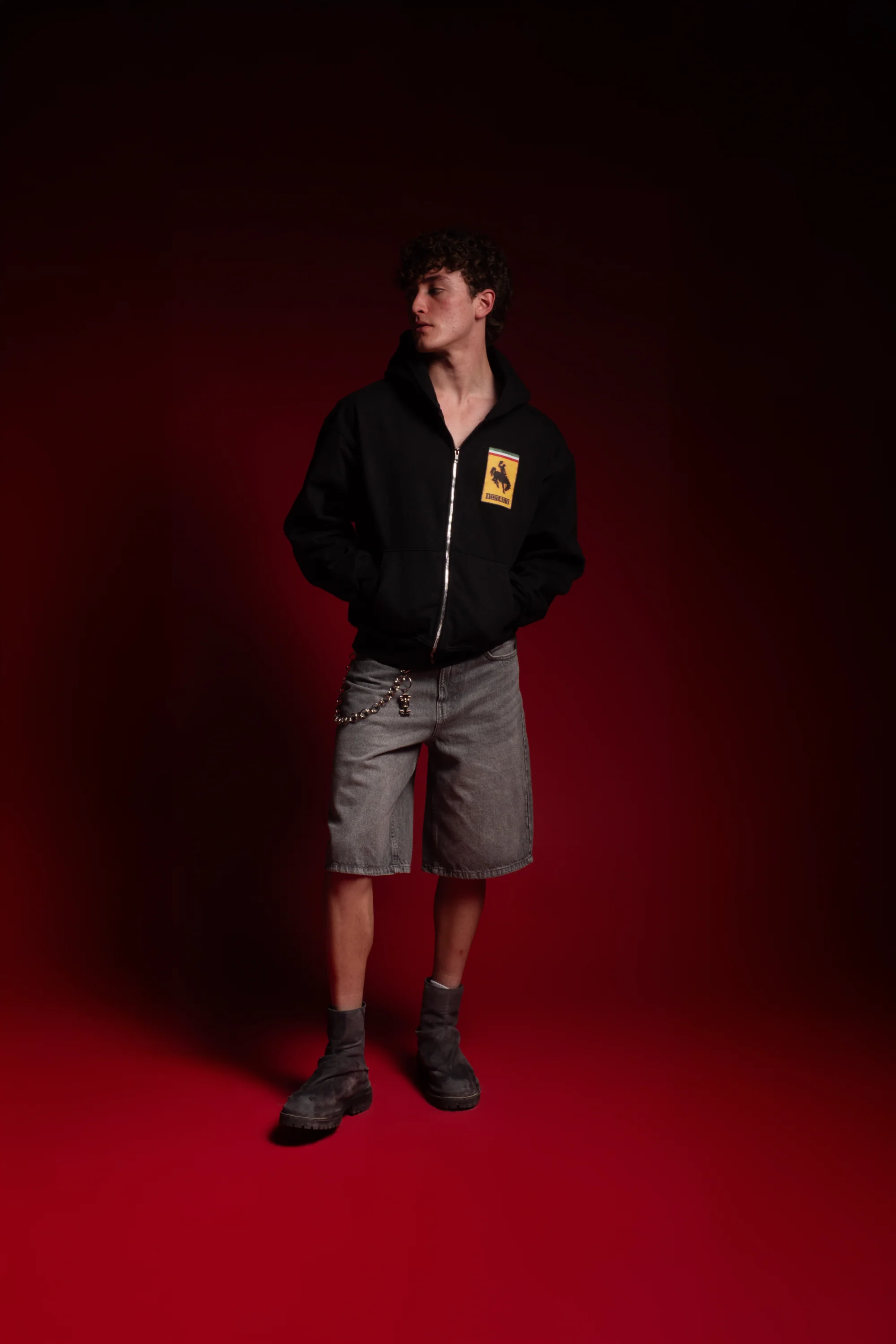 Racing Cowboy Zip Hoodie Vantablack - Image 4