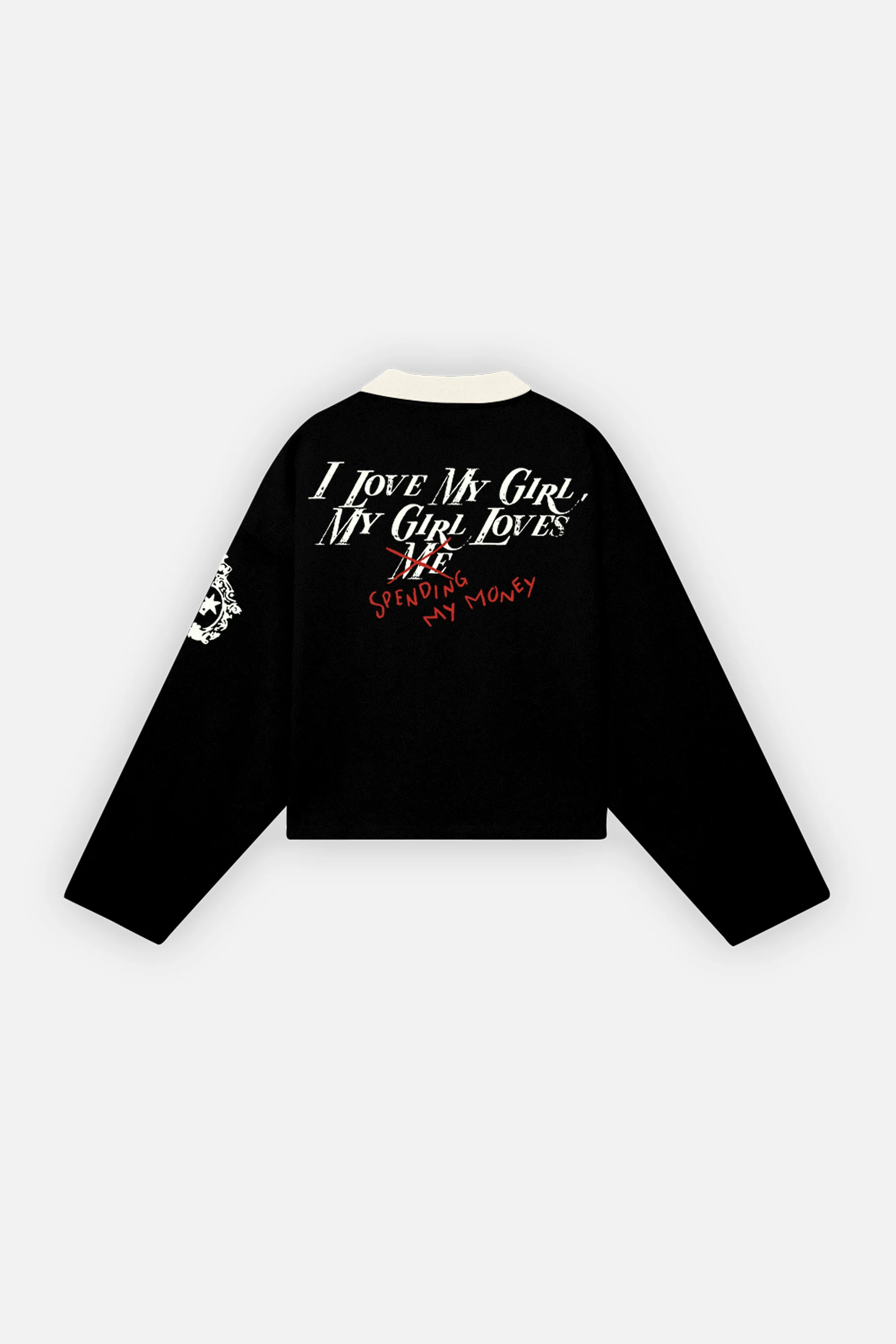 Spending My Money Longsleeve Polo Black - Image 3