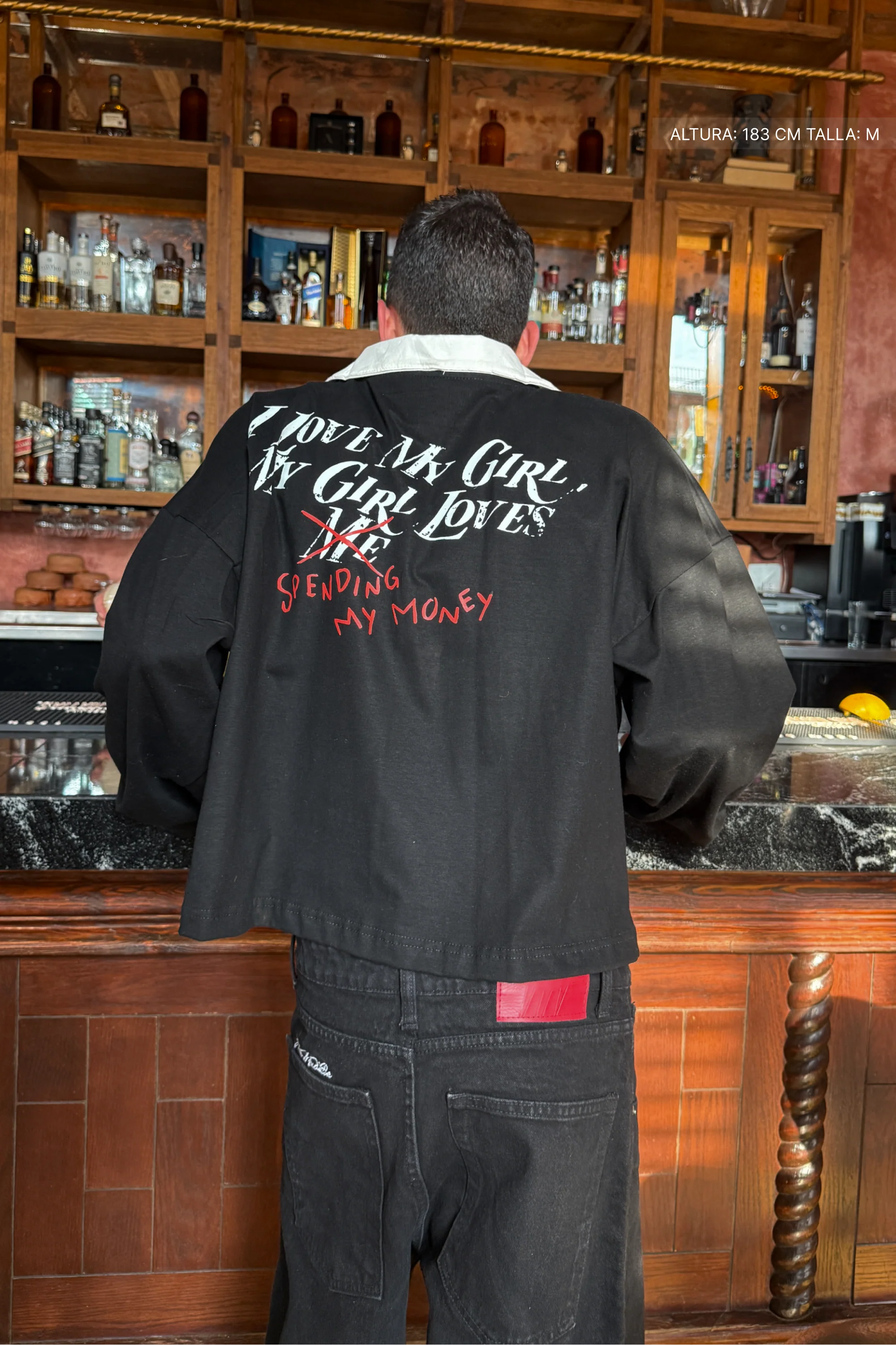 Spending My Money Longsleeve Polo Black - Image 4