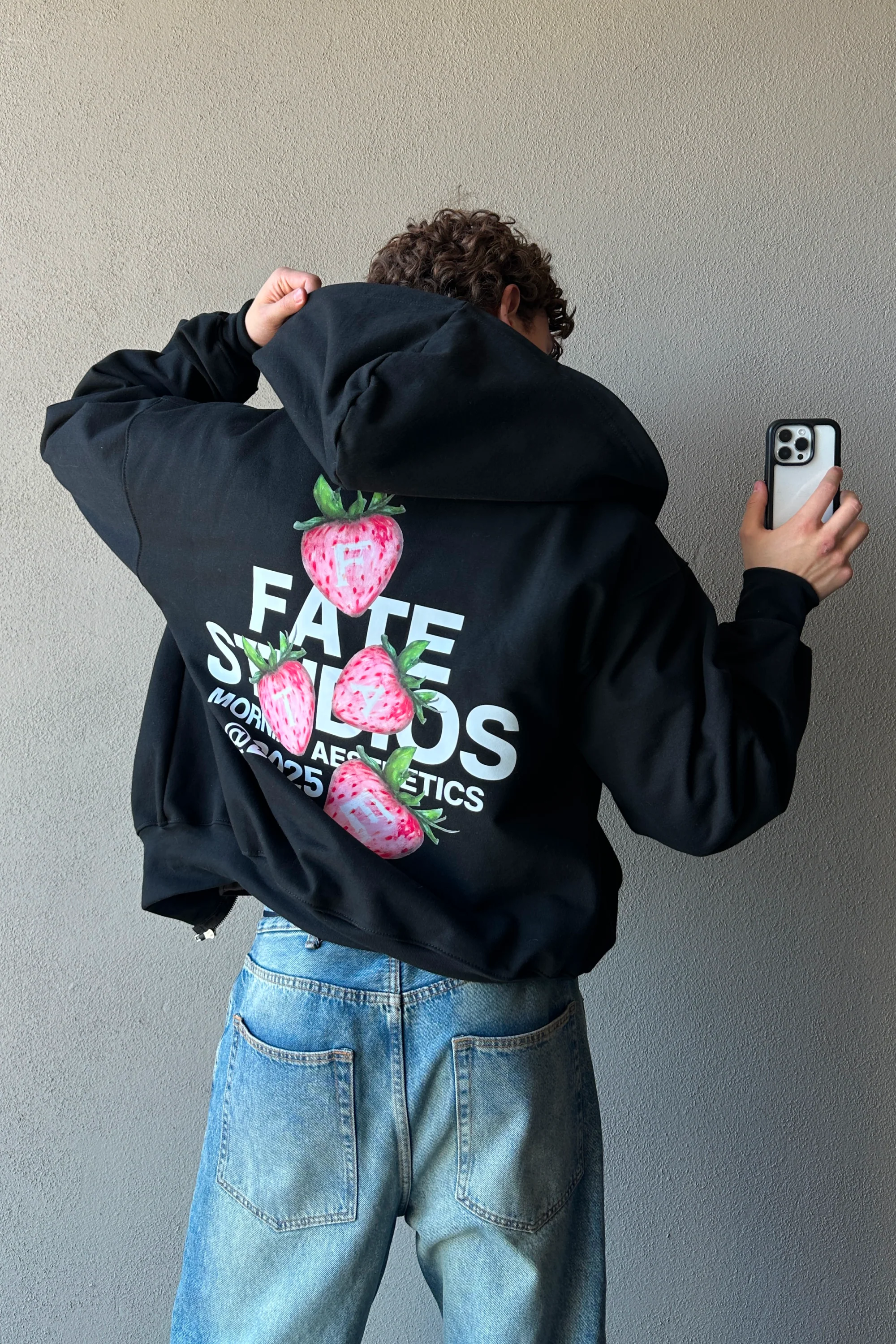 Strawberry Zip Hoodie Vantablack - Image 2